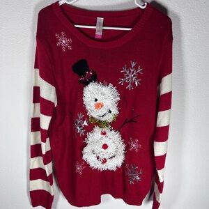 No Boundaries Red Snowman Sweater Size XXL